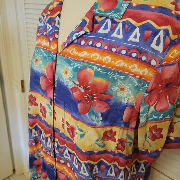 Alfred Dunner Vintage Multi-Patterned Women's Blouse Size 10 Button Down - Picture 3 of 7